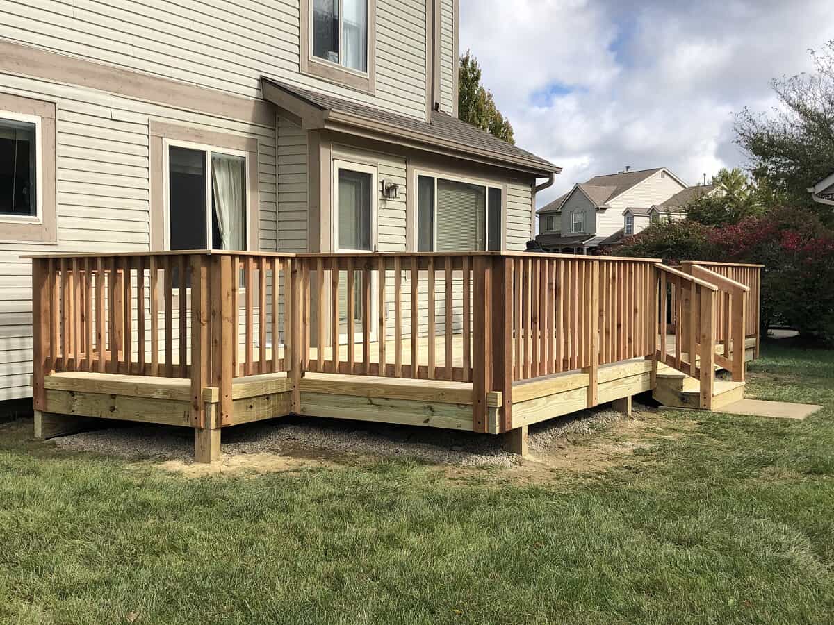 Custom Wooden Deck with Cedar Rail Westerville OH